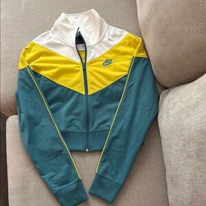 Nike Yellow and Green Bomber Jacket Sporty Design